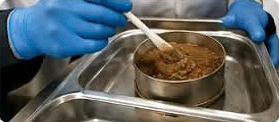 فنية تجهّز عينة تربة داخل خلية الاختبار ثلاثي المحاور